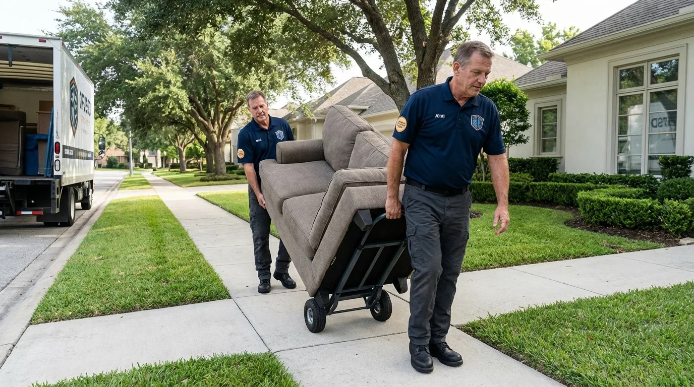 Local residential moving crew loading furniture in Saint George, SC