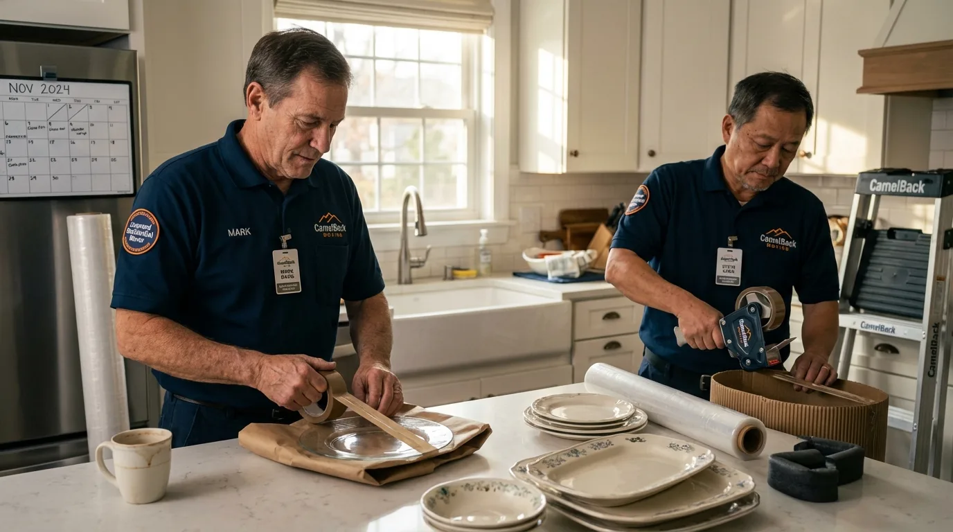 Professional crew packing kitchen dishware in Saint George, SC